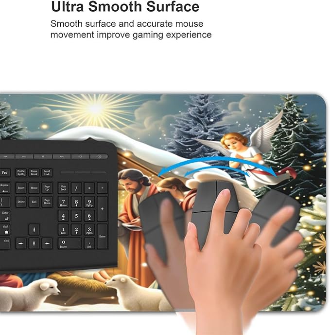 XXL Gaming Mouse Pad Extended (35.5X16) Nativity Scene Large Non-Slip Desk Mat Water-Resistant Keyboard Mousepad for Office &amp Home