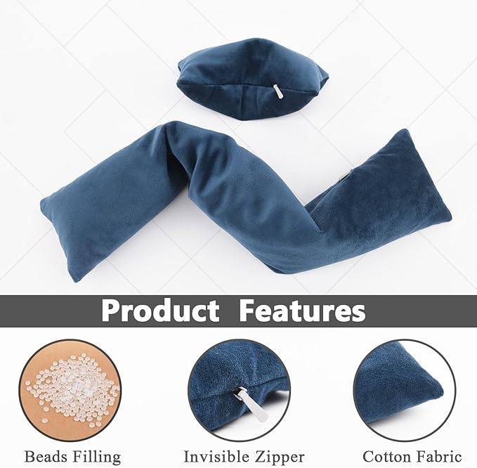 Keyboard Mouse Wrist Rest Bean Bag Set Ergonomic Wrist Rest for Keyboard and Mouse Filled Ergo Beads for Laptop Desktop Computer (Dark Blue)