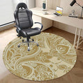 Caramel Yellow PU Leather Chair Mat for Hardwood &amp Tile Floor Antique Mild Ombre Shade Gothic Victorian Desk Chair Mat Large Anti-Slip Floor Protector for Home Office Damask Diameter 35.4 in