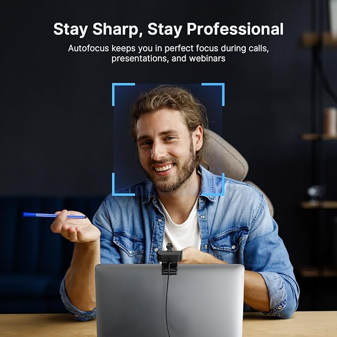 NexiGo N60 Pro 4K Webcam for PC 4K UHD Sony Sensor Autofocus 1080p 60 fps Noise-Canceling Mics Privacy Cover Distortion-Free Lens 4X Digital Zoom Works with Switch 2/Zoom/Teams/Google Meet