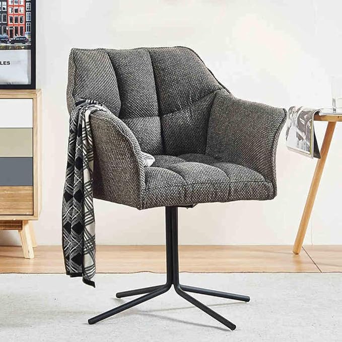 Office Chair Gaming Chair Computer Chair Cloth Art Swivel Chair Lounge Chair Living Room Chair with Metal Base for Bedroom Office and Home Grey