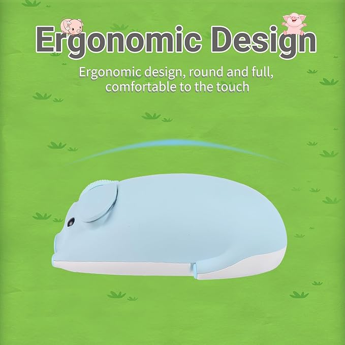 Cute Pig Design Wireless Mouse - Dual Mode Bluetooth &amp USB Silent Operation Ergonomic Ideal for Laptops &amp PCs for Animal Lovers and Family (Blue)