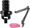 Rode PodMic USB Dynamic Broadcast Microphone with Rode SC27 Pink USB-C to USB-C Cable and StreamEye Adjustable Boom Arm