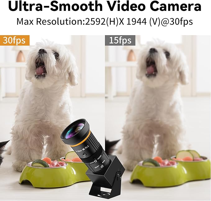 USB Webcam 5MP Color Industrial USB Camera with CS-Mount 5-50mm 10X Manual Zoom Lens – 1944P@30fps Plug-and-Play for PC Live Streaming Video Conferencing &amp Projects