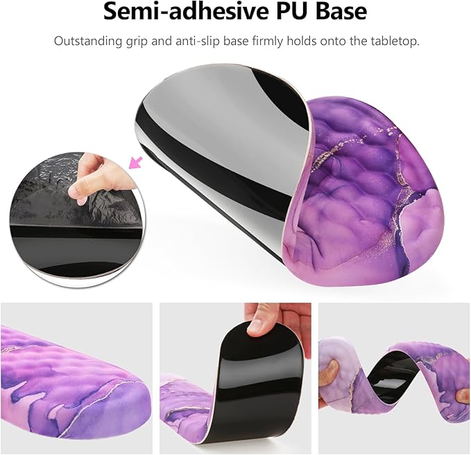 Mouse Pad Wrist Support Laokiiy 2 in1 Keyboard Wrist Rest+ Ergonomic Mouse Pad Non-Slip Wrist Rest for Computer Keyboard Made Easy Typing &amp Relieve Wrist Pain(Amethyst Purple Marble)