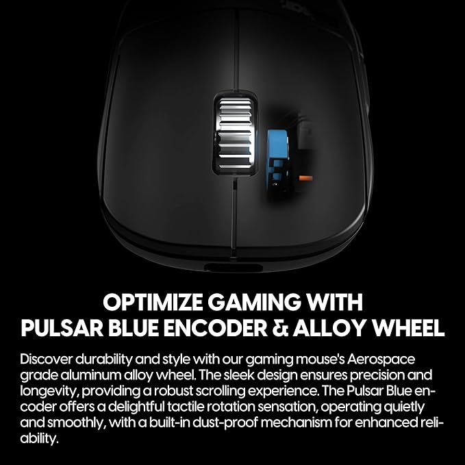 Pulsar Gaming Gears - X2H eS Wireless Gaming Mouse Symmetrical Optical Switch OLED Display Driverless PAW3395 Sensor 100H Battery 4K dongle Included (Medium Black) (Renewed)