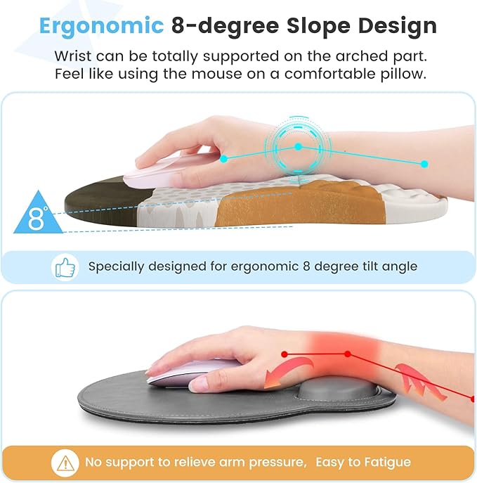HAOCOO Ergonomic Mouse Pad with Wrist Rest and Keyboard Wrist Rest 3 PCS Computer Carpal Tunnel Mouse Pads for Desk with Coaster Set Memory Foam Keyboard Wrist Support for Laptop Office Boho Beige