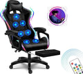 7 point massage gaming chair office chair gaming chair with RGB lights and speakers swivel chair with footrest tiltable chair computer chair with lumbar support ergonomic video gaming chairBlac