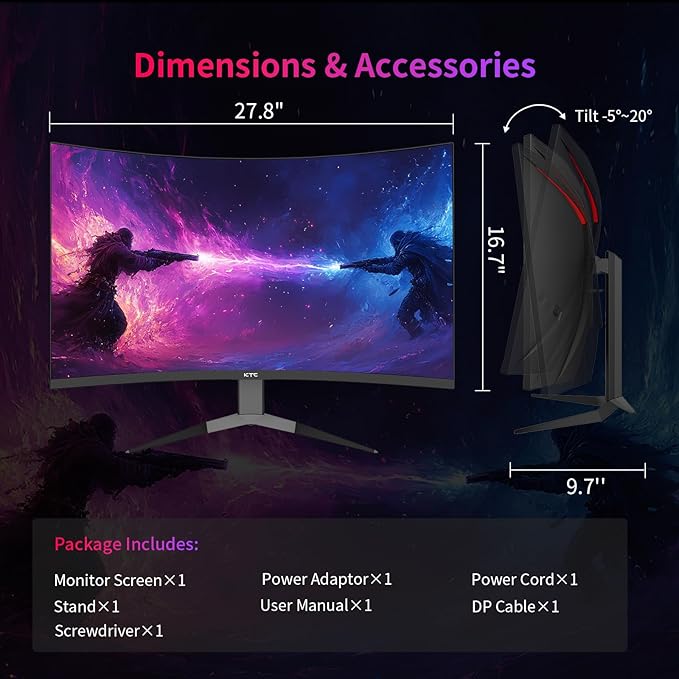 KTC 32Inch 240Hz Curved Gaming Monitor 1000R VA QHD(2560x1440p) 4000:1 Contrast Support FreeSync GSync HDMI2.0(144hz)/DP1.4(240hz)/Earphone Tilt Xbox PS5 Switch 2K Computer Monitor for Gamer