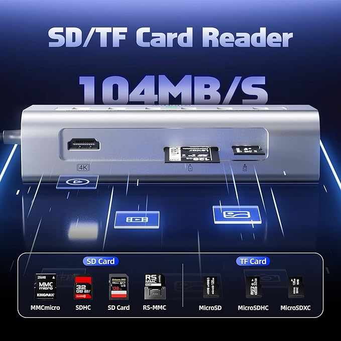 P9 PRO USB C Hub 10Gbps 9-in-1 USB C Docking Station with 4K@60Hz HDMI Type-C &amp 2 Type-A 3.2 2 USB-A 2.0 PD 100W SD/TF PortAluminum USB Hub for Laptop iPhone 17 Series MacBook Air/Pro