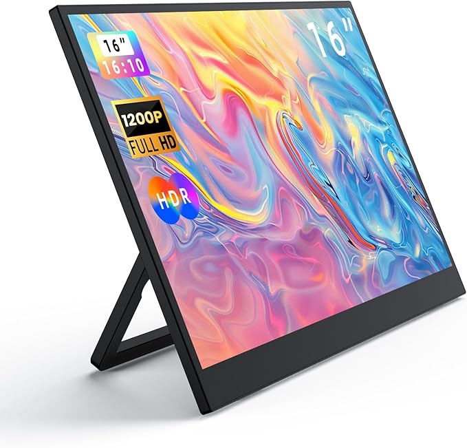 Portable Gaming Monitor 16 Inch 144Hz 1080P FHD Kickstand Portable Monitor External Second Screen for Laptop PC PS5 Mac Xbox