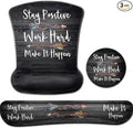 Ergonomic Mouse Pad with Gel Wrist Rest SupportNon-Slip PU Base for Computer Laptop Home Office Stay Positive Work Hard and Make It Happen Memory Foam Keyboard Wrist RestSilver Glitter Black Quote