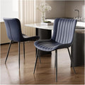 Adjustable Office Computer Chair with Armrest 2pcs No Armrests Leather Upholstered Kitchen Dining Chairs with Metal Frame(Blue)