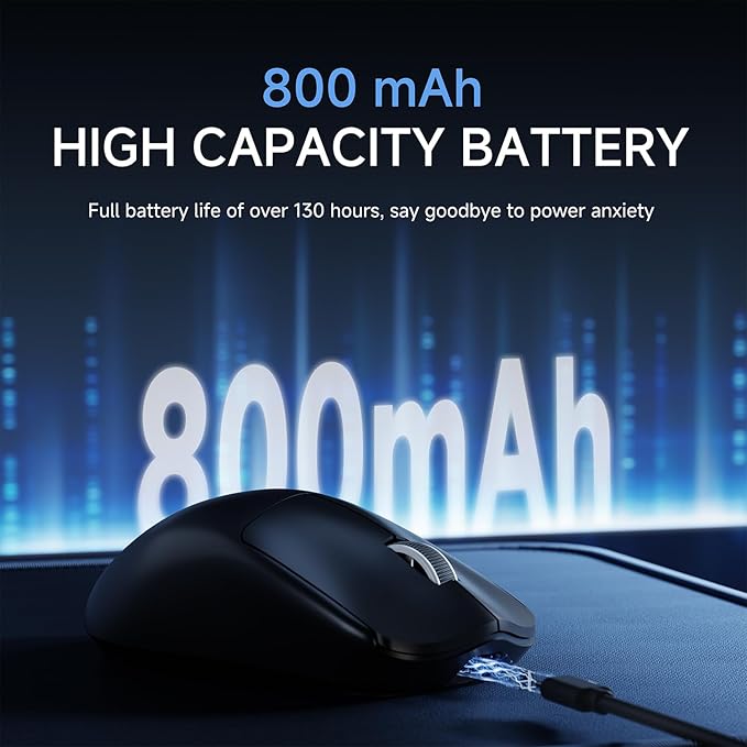 X23Pro Wireless Gaming Mouse 2.4G/BT5.0/USB-C Esports Gaming Mouse 800mAh Rechargeable Lightweight Mouse Gaming 12000 DPI Wireless Mouse with 6 Programmable Buttonsfor Laptop/PC/Mac Black