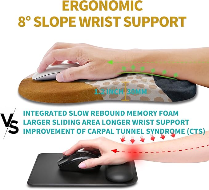 Hokafenle Ergonomic Mouse Pad Wrist Support Wrist Rest Mousepad for Carpal Tunnel Pain Relief with Integrated Memory Foam Slope Massage Bulge (11.8x7.9 inchAbstract Marble