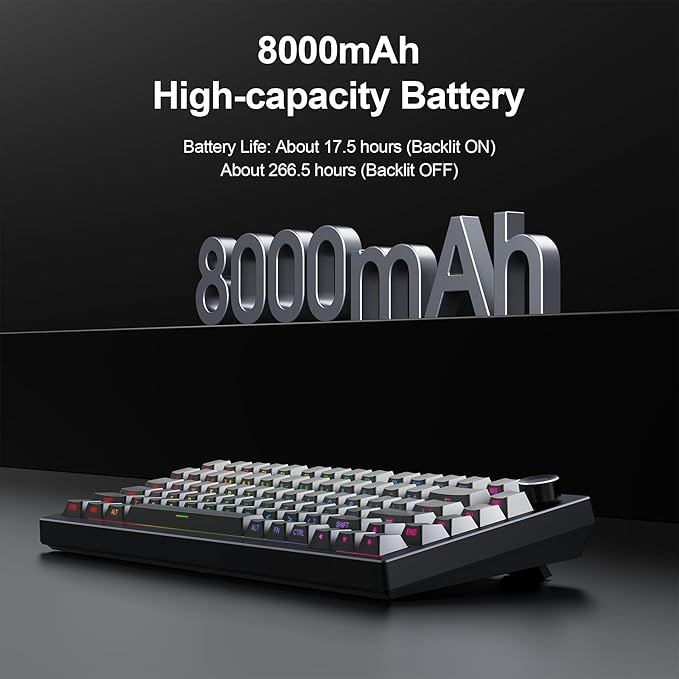 Gurjot Wireless Mechanical Keyboard 75% Hot Swappable Custom Keyboard with KnobPBT KeycapsBT5.0/2.4GHz/USB-CRGB Backlit Mechanical Gaming Keyboards for PC/Tablet/PS/Xbox