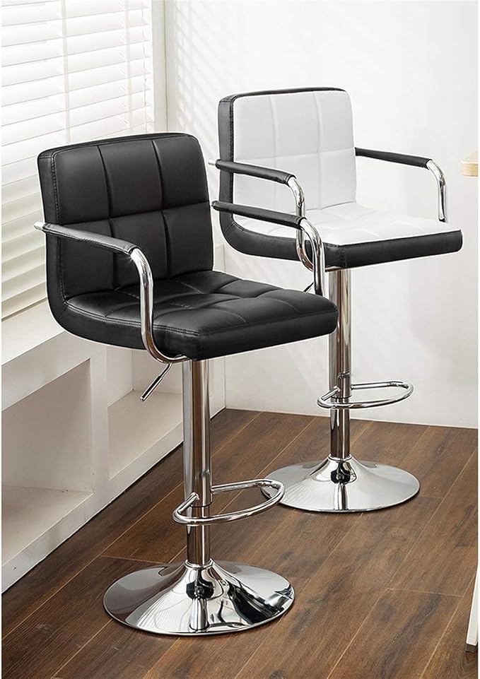 Mlaea Home Bar Chair Lift Desk Chairs TV Station Lounge Laboratory Chair with Arm Support Computer Racing Gaming Chair(Size:38.5 * 44-56CMColor:Black)