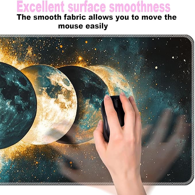 Keyboard Wrist Rest SetMemory Foam Wrist Support Mouse Pad31.5x11.8 Desk Mat for Comfortable Typing &amp Pain ReliefNon-Slip Base for Office &amp Home Use - Moon Phases