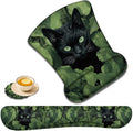 Keyboard Wrist Rest and Mouse Pad Wrist Support with Lace-Shaped Coaster Set Ergonomic Gel Memory Foam and Anti-Slip Base Easy Typing and Pain Relief - Black Cat