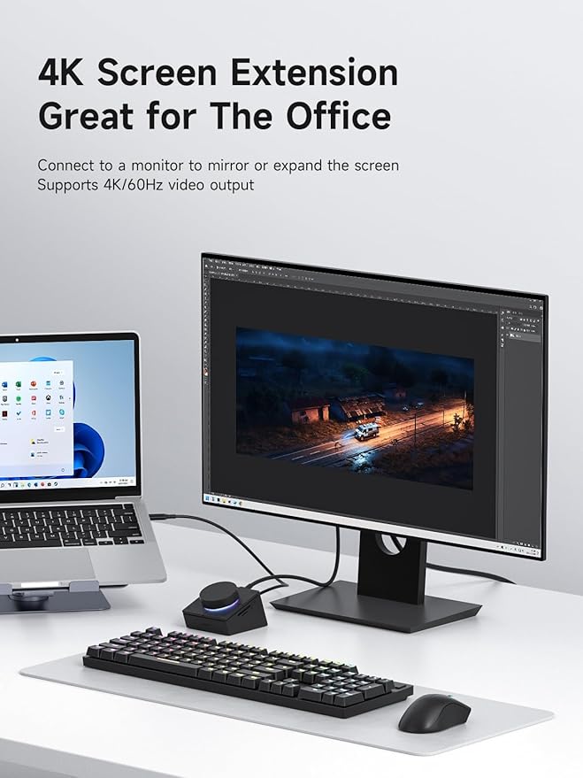 Hagibis Knob USB C Hub with Shortcut Buttons RGB Type-C Docking Station with 4K@60Hz HDMI 100W PD 5Gbps USB-C 2 USB3.0 2.5G RJ45 AUX SD3.0 Micro SD3.0 for MacBook iPad Pro Laptop (Black 2.5G)