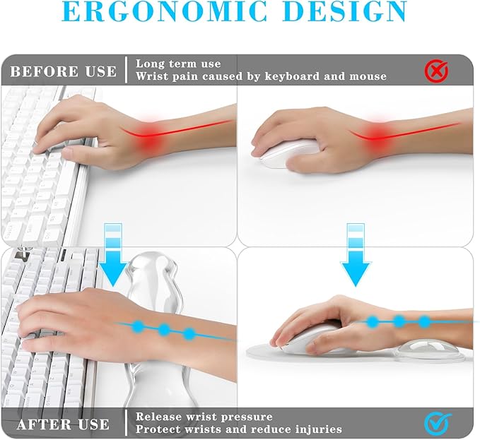 Gel Keyboard &amp Mouse Wrist Rest Set Ergonomic Keyboard and Mouse Pad with Wrist Support Typing Pain ReliefSuitable for Office/Computer/Laptop/Gaming（White Set ）
