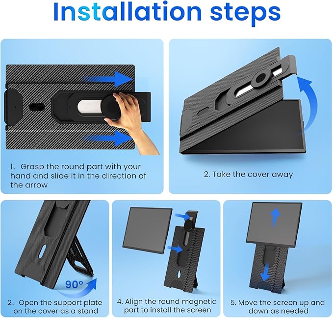 Portable Monitor for Laptop - Laptop Screen Extender HDMI USB C Travel External Display with Stand Gaming Monitor for PC MAC Switch Phone Computer Xbox PS4/5 - D1