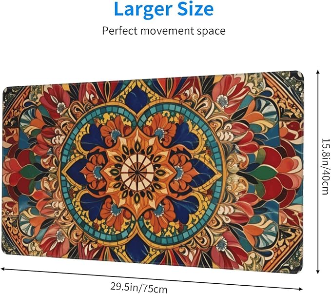 Mandala Flower Desk Cover MatExtended Large Mouse PadComputer Laptop Mat Desk Decor for Office Game Home 30x16 Inch