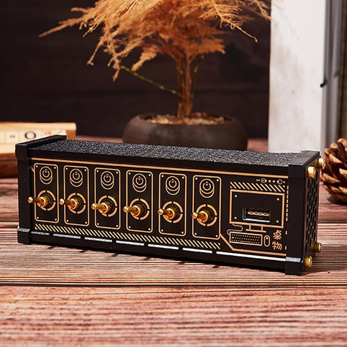 6 Ports USB C Splitter Retro USB Docking Station with 6 LED Status Indicators and 9 USB Convenient Input Ports Retro Gold Plating Table Setting for Boyfriend