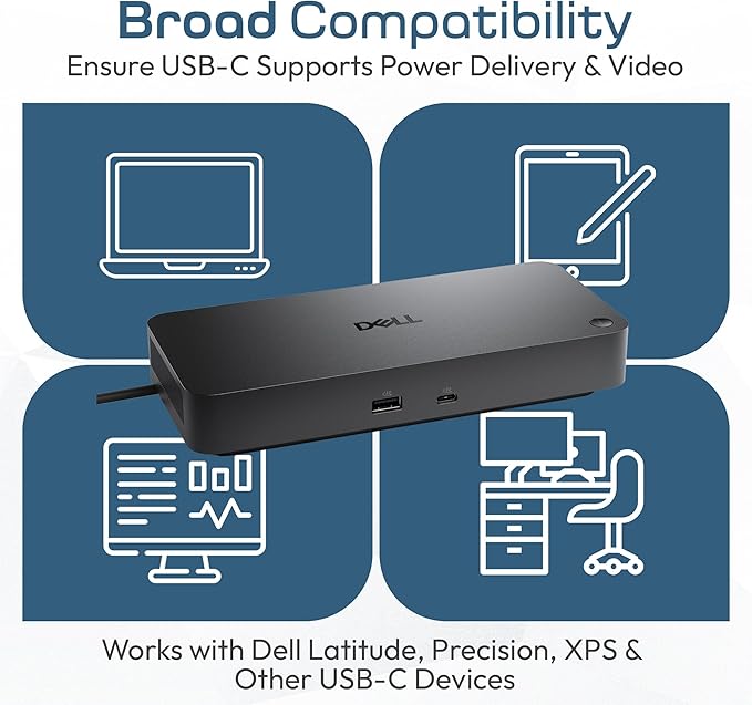 Dell Pro Dock WD25 USB-C Docking Station – 100W Power Delivery Dual FHD or Single 4K Display Support HDMI DisplayPort Ethernet – Boomph's Ultimate Performance Dock Solution for Your Workspace.
