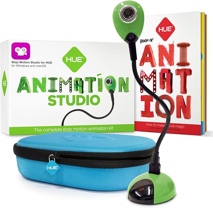 HUE Animation Studio: Complete Stop Motion Kit (Camera Software Book) for Windows/macOS (Green) with Carry Case