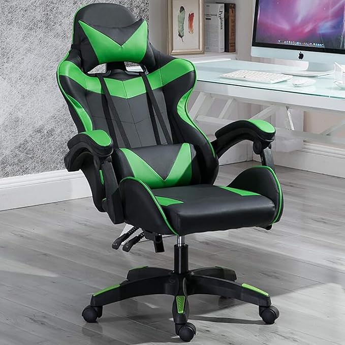 Office Chair Gaming Chair Computer Chair Andrgonomic Swivel Computer Chair with Headrest FootrestHigh Back Gaming Chair Racing Game ChairHeight Adjustable Gamer Chair PU Leather Office Cha