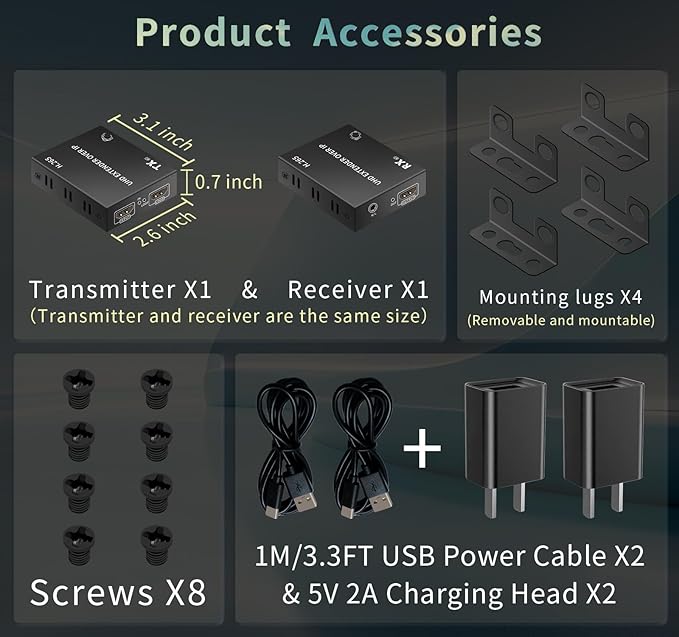4K HDMI Over Ethernet Extender TCP/IP 492ft 4K@30HZ/2K@60hz/1080P@60HZetc.H.265 encoding/decoding1-to-Many Setup Fixed IP Address with the Option to Change IP. requiring only 10M Bandwidth.