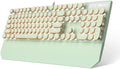 Camiysn Typewriter Style Mechanical Gaming Keyboard Green Retro Punk Gaming Keyboard with White Backlit 104 Keys Blue Switch Wired Cute Keyboards Round Keycaps for Windows/Mac/PC