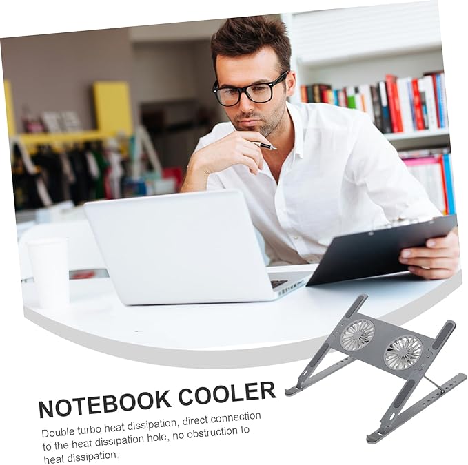 Generic Adjustable Laptop Cooling Pad LED Fan Aluminum Alloy Notebook Stand for Gamers Quiet Cooling Solution for Laptops and Tablets