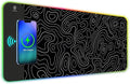 ToLuLu RGB Wireless Charging Gaming Mouse Pad 7.5/10/15W 10 Light Modes LED Mouse Pad Computer Keyboard Mat Mousepad 800x300x4MM Extended Large Desk Pad for Gamer Black and White Abstract Lines