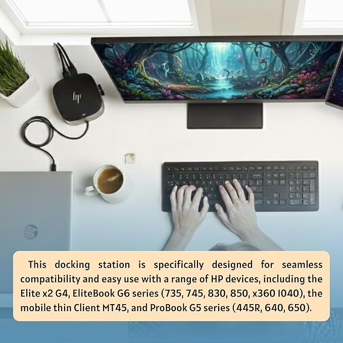 HP 5TW10AA 120W Docking Station for Laptop Dual Monitor USB-C G5 Dock with HDMI DisplayPort USB-C Cables (NEW)