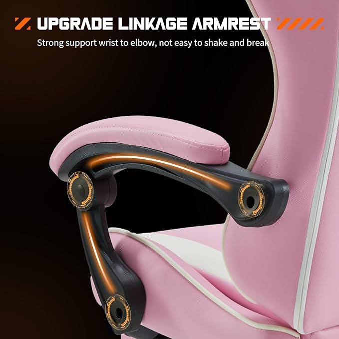 Yapamar Video Game Desk Chair - Ergonomic Computer with Footrest and Comfy Lumbar Support PU Leather Recliner with Headrest