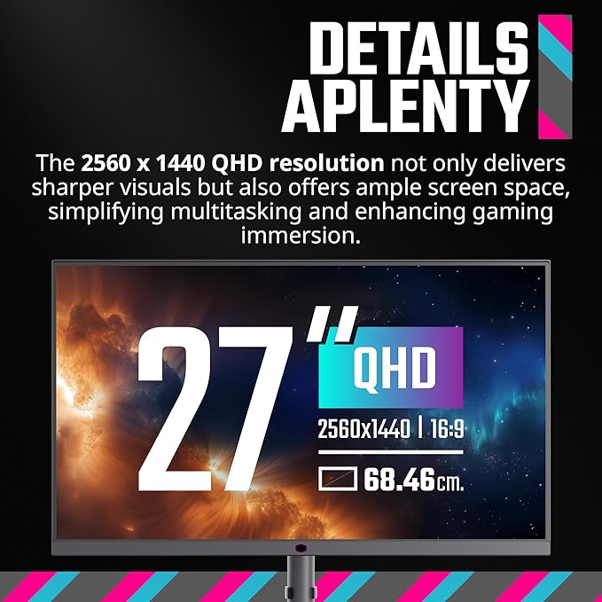 Cooler Master Tempest GP2711 27” 2K 165Hz Mini LED VA Quantum Dot QHD 2560 x 1440 PC Monitor HDR1000 4ms (GtG)|1ms (MPRT) DCR FreeSync Premium DP1.4 * 1 HDMI2.0 * 2 USB C*1 KVM