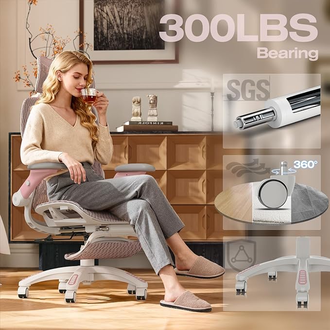 ELABEST X100 Ergonomic Mesh Office Chair with Footrest Big and Tall Hone Desk Chair with 5D Flip-Up Arms Adjustable 3D Lumbar SupportGaming &amp Executive Computer Chairs