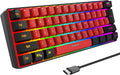 Snpurdiri 60% Wired Gaming KeyboardTrue RGB Small Compact 61 Keys Mini Keyboard for PC/Mac Gamer Typist Travel Easy to Carry on Business Trip(Black-Red)