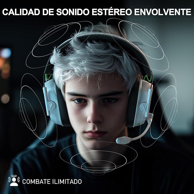 Wireless Gaming Headset for PS5 PS4 PC Switch Mac Phone 2.4GHz Gaming Headphones with 50mm Drivers 3D Surround Sound ENC Noise Cancelling Mic Cool RGB Light 50-Hour Gametime