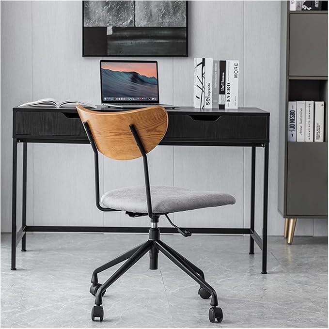 Adjustable Office Computer Chair with Armrest Furniture Office Chair Office Home Gaming Chair Bedroom Wooden Backrest Computer Chair