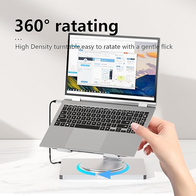 10 in 1 Laptop Docking Station Stand for MacBook Pro/Air/Surface/Dell/HP/Lenovo Mac Type-C Hub with 4K HDMI USB 3.0 SD/TF Card RJ45 PD 3.0 USB C Laptop Stand Hub with 360 Rotating Base (ST109A)