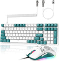 ZIYOULANG K3 Mechanical Gaming Keyboard and Mouse Combo - 98Key RGB Backlit Blue Switch Ultra-Light Honeycomb Shell Mouse Compact Design Wired Coiled Cable for PC/Mac/Windows (Green)