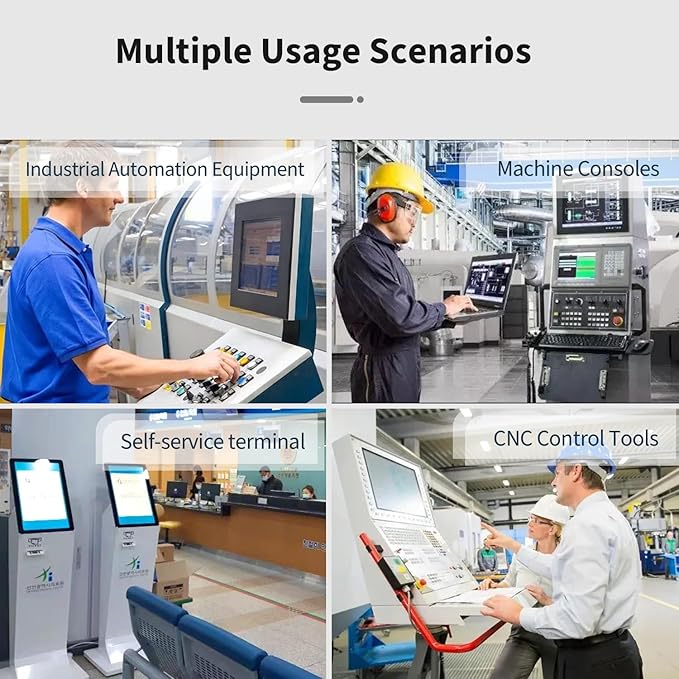 21.5 inch Capacitive Multi-Touchscreen Industrial Embedded Win-10 PC Monitor IP65 Screen with 10 Points Touch Display i3+RAM 4G+128G SSD Integrated Phoenix2pin HD-MI-Out &amp USB Ports