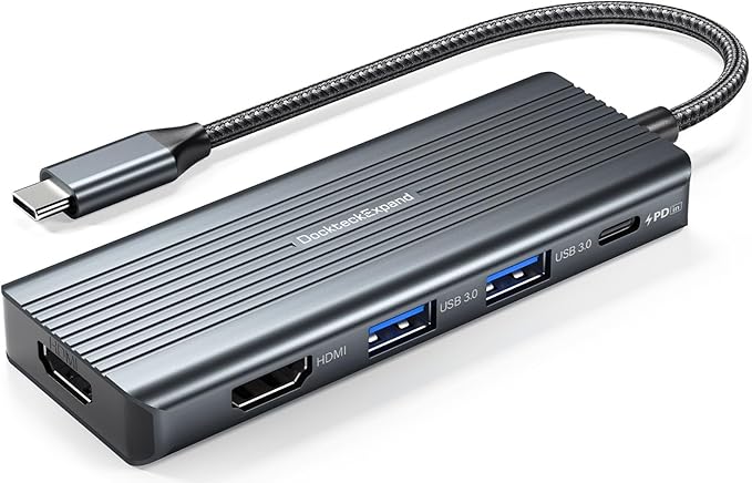 USB C to HDMI Dual Monitor Adapter DockteckExpand 5 in 1 Hub with 2 HDMI 4K 2 USB 3.0 PD 100W Charging USB C to MultiPort Adapter for Dell HP MacBook and Type C Devices