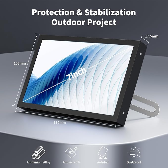 7 Inch Mini Monitor HDMI Portable Vga Monitor with AV BNC 1024×600 LCD Screen with Built-in Speakers 178° View Angle IPS Multi-Function Mini Small Display for Raspberry Pi PC/TV/DVD/CVBS