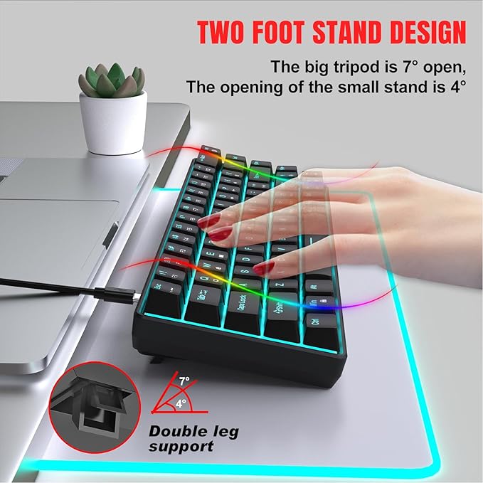 ciciglow Gaming Keyboard Wired Mechanical Keyboard Backlit 68 Keys Blue Switch Computer Keyboard for OS X and for Linux
