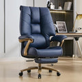 Big and Tall Executive Office Chair with Footrest 400LBS Capacity Ergonomic High-Back Desk Office Chair with Lumbar Support Padded Armrests &amp Thick Cushion Blue PU Leather Chairs