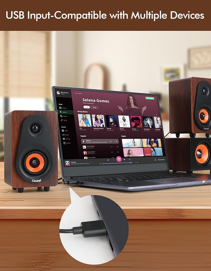 【2026 Update】 USB 2.1 Computer Speakers with Subwoofer 3.5mm/USB Input Pc Speakers with Subwoofer PC/Line-in/Bluetooth Modes Stereo Sound Ideal for Desktops and Laptops